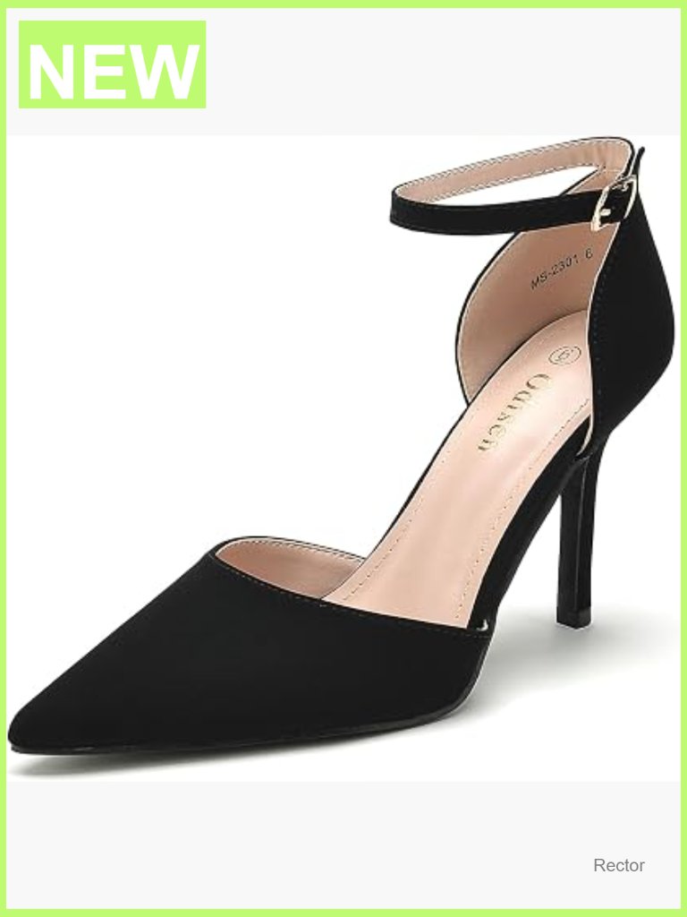 Stiletto Pointed Toe Closed Heels With Adjustable Ankle Strap